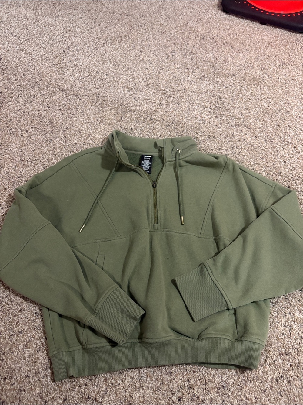 Olive Quarter-Zip Pullover Sweatshirt - Men's